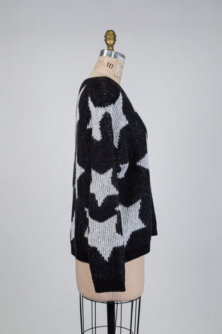 Chandail en tricot noir étoilé (L+XL)