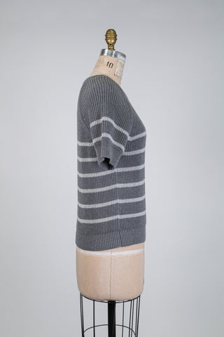 Chandail en tricot gris à rayures (4-6-10-12)