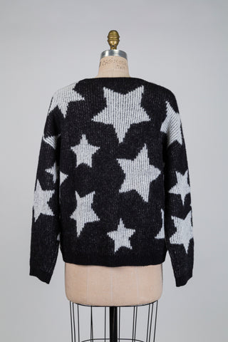 Chandail en tricot noir étoilé (L+XL)