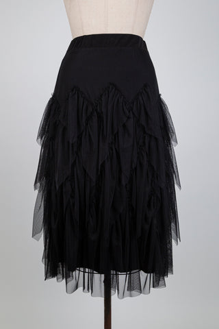 Jupe noire à volants de tulle vaporeux (S)
