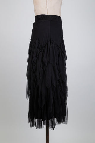Jupe noire à volants de tulle vaporeux (S)