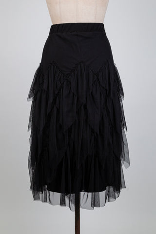 Jupe noire à volants de tulle vaporeux (S)