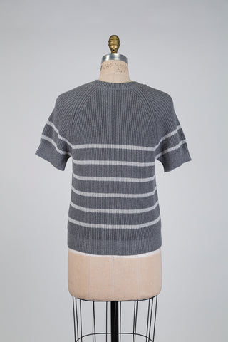Chandail en tricot gris à rayures (4-6-10-12)