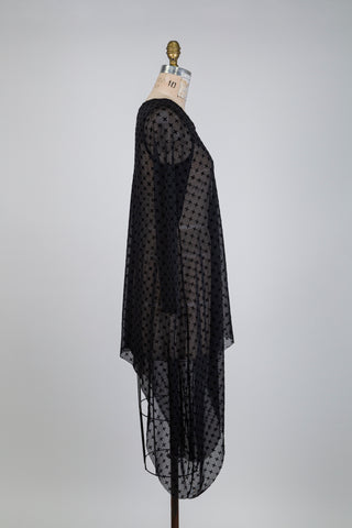 Long, sheer black tunic with a cross pattern (S)