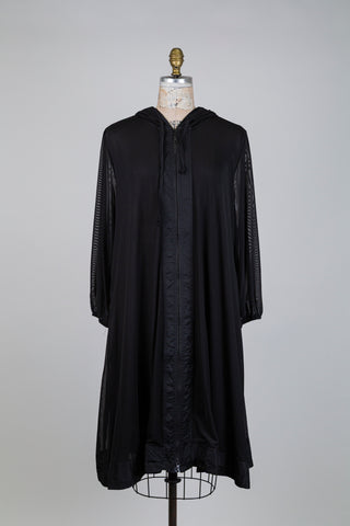 Robe veste fluide noire à capuchon (S)