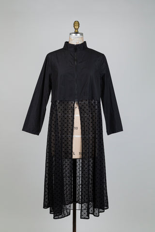 Veste noire queue de pie à motif en croix (S)