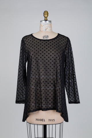 Tunique noire diaphane à motif en croix (S)