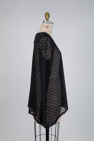 Sheer black tunic with cross pattern (S)