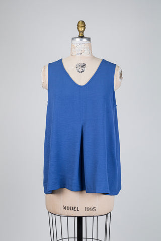 Blue denim textured crinkled tank top (10+18)