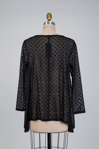 Sheer black tunic with cross pattern (S)