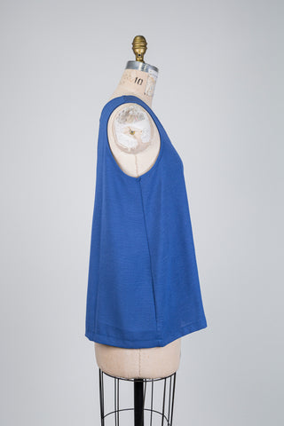 Blue denim textured crinkled tank top (10+18)