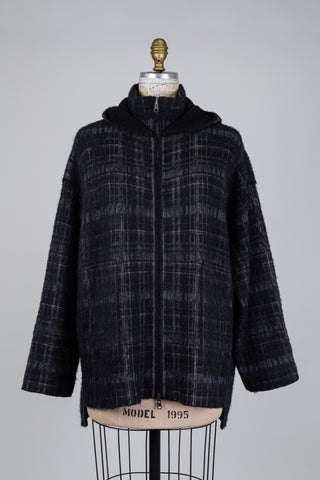Reversible jacket in black tartan wool (6)