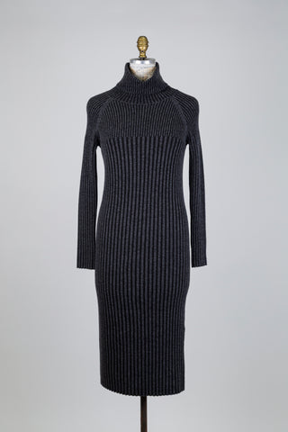 Robe chandail gris anthracite et noir (6)