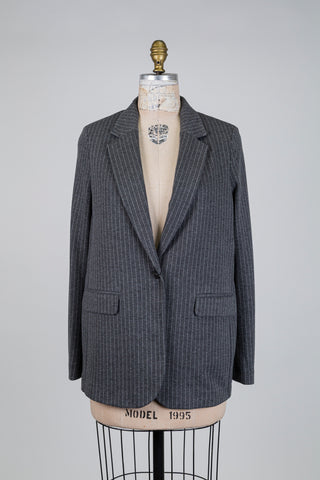 Blazer gris à rayures crème en flanelle fondante (4 à 12)