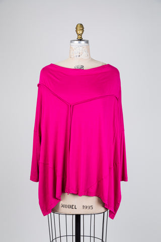 Haut oversized drapé fuchsia (10+)