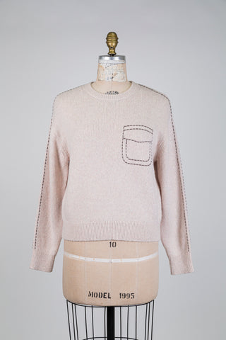 Chandail en tricot crème à fausse poche (4 à 10+16)