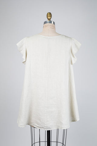 Tunique en lin beige à volants (S à XL)
