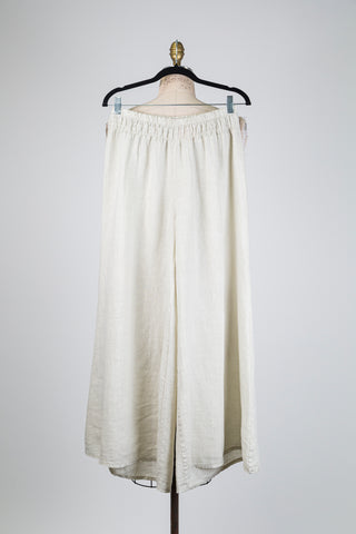Pantalon palazzo en lin beige (S à XL)