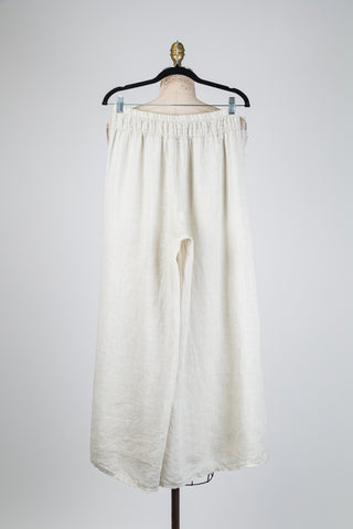 Pantalon palazzo en lin beige (S à XL)