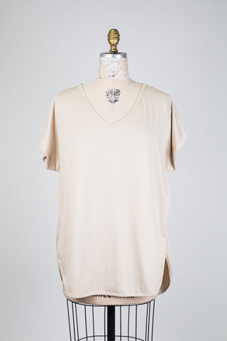 Asymmetric beige T-shirt (OS)