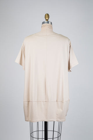 Beige balloon-sleeve T-shirt (OS)