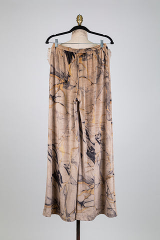 Pantalon évasé en velours marbré (S)