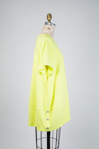 Fluorescent yellow balloon-cut T-shirt (OS)