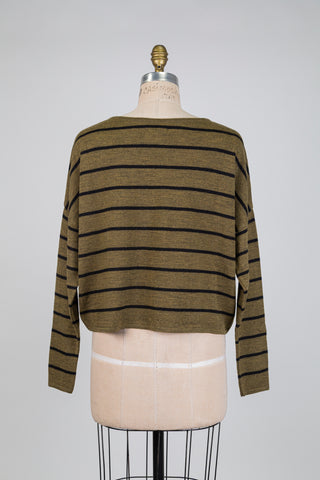 Chandail en tricot à rayures kaki et noir (TU)