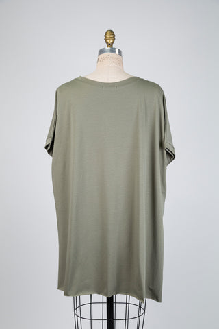 Khaki cotton T-shirt (OS)