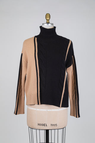 Chandail en tricot beige et noir (6)