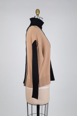 Chandail en tricot beige et noir (6)