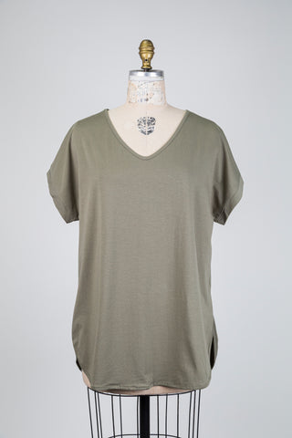 Khaki asymmetrical T-shirt (OS)