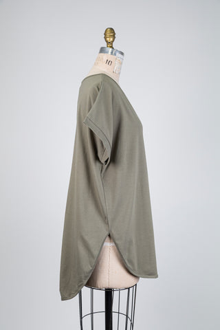 Khaki asymmetrical T-shirt (OS)