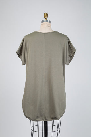 Khaki asymmetrical T-shirt (OS)