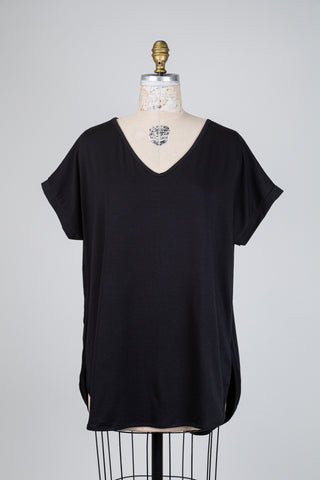 Black asymmetrical T-shirt (OS)
