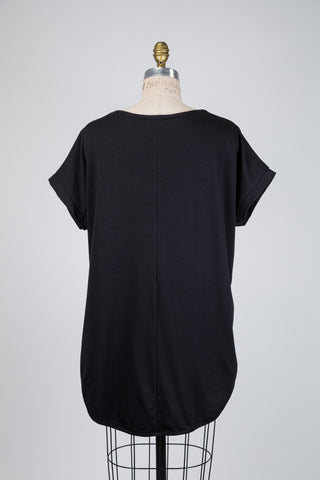 Black asymmetrical T-shirt (OS)