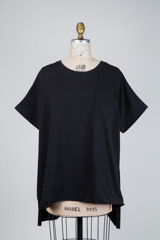 Black high-low T-shirt (One Size)