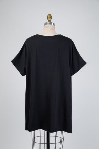 Black high-low T-shirt (One Size)