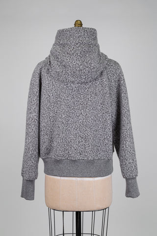 Veste hoodie grise bouclette à col montant (6)