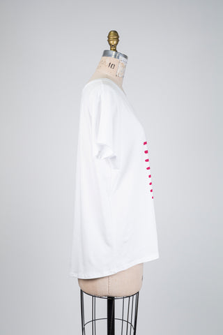 White love T-shirt with red stripes (OS)