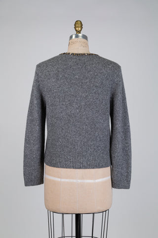 Cardigan gris chiné à pluie de bijoux dorés (6+16)