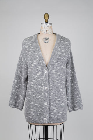 Cardigan gris "nuages blancs" (6)