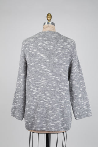 Cardigan gris "nuages blancs" (6)