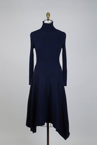 Asymmetrical navy knit dress (6)