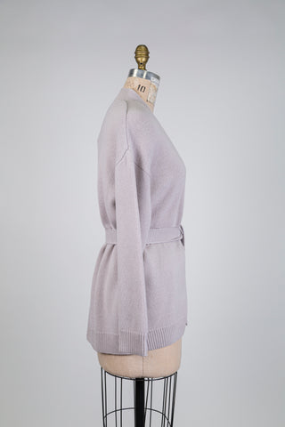 Cardigan lilas pâle col de bijoux (6)