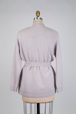 Cardigan lilas pâle col de bijoux (6)