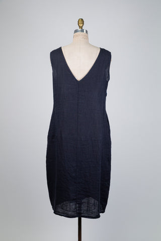 Navy dress with floral relief (S/M)