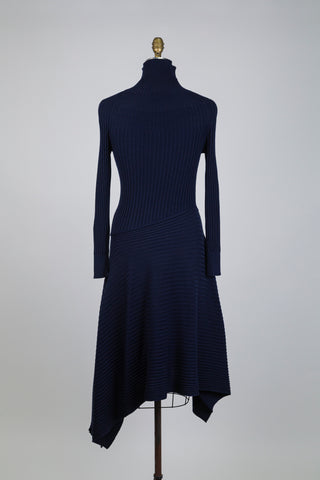 Asymmetrical navy knit dress (6)