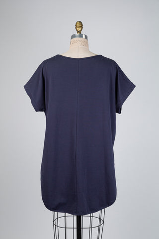 Navy asymmetrical T-shirt (OS)