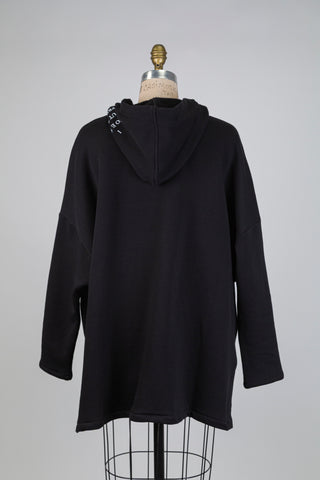 Veste hoodie noire oversized force intérieure (M+)
